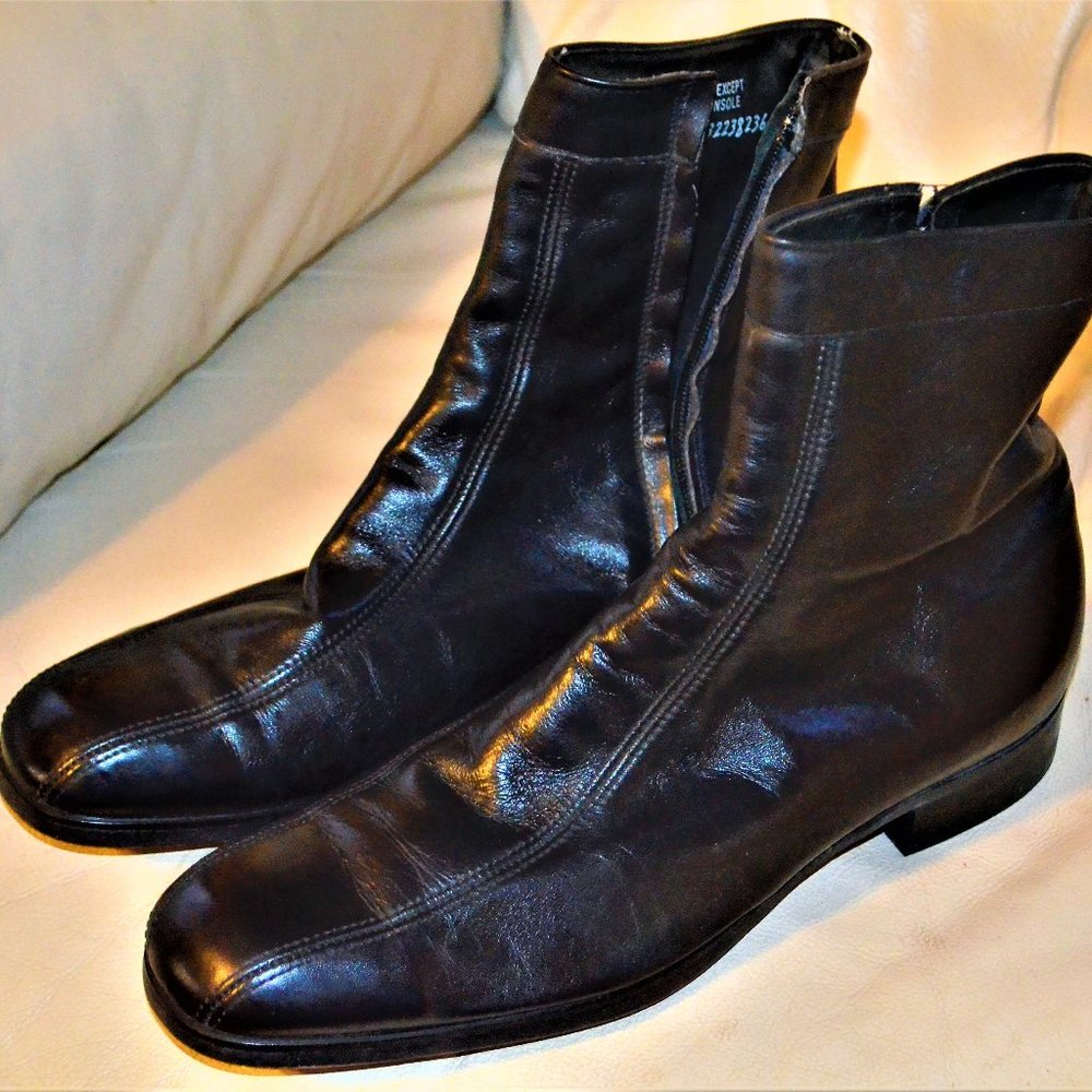 Hanover Men's Vintage Black Leather Boots Size 8.5